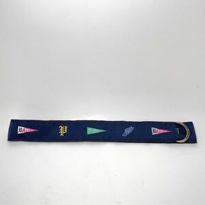 Polo Ralph Lauren Kids Embroidered Flag Fabric D-Ring Belt Navy Blue 33"